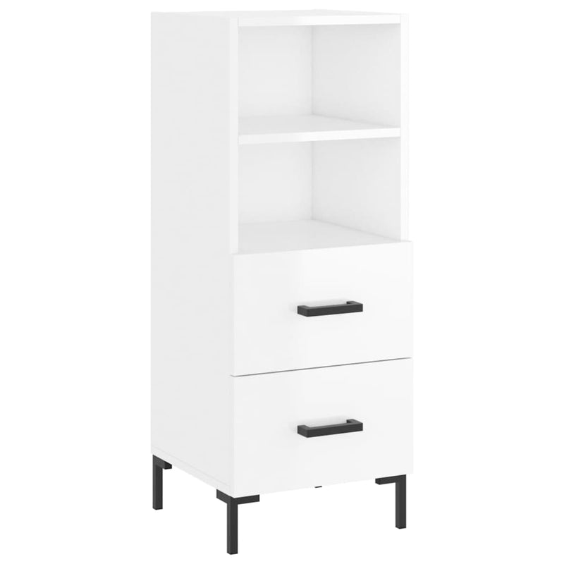 Highboard høyglans hvit 34,5x34x180 cm konstruert tre