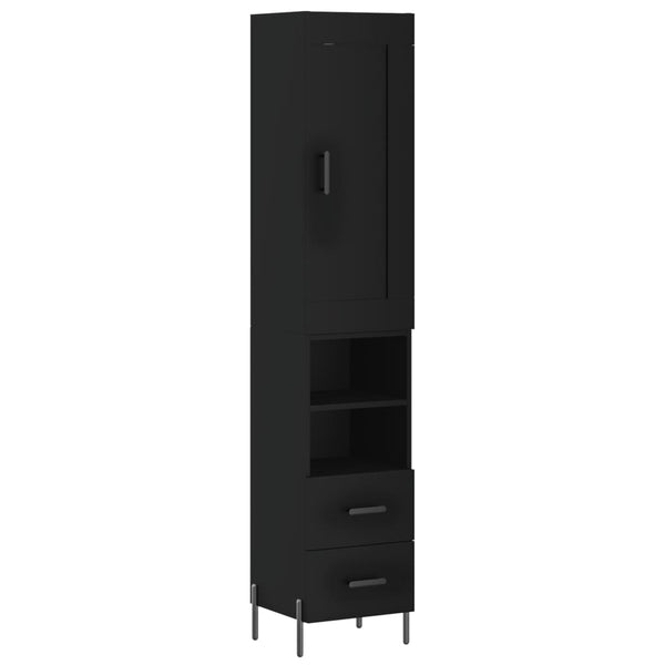 Highboard svart 34,5x34x180 cm konstruert tre