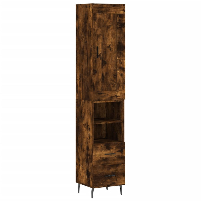 Highboard røkt eik 34,5x34x180 cm konstruert tre