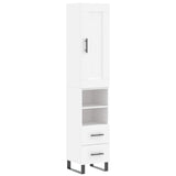 Highboard hvit 34,5x34x180 cm konstruert tre