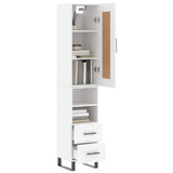 Highboard hvit 34,5x34x180 cm konstruert tre