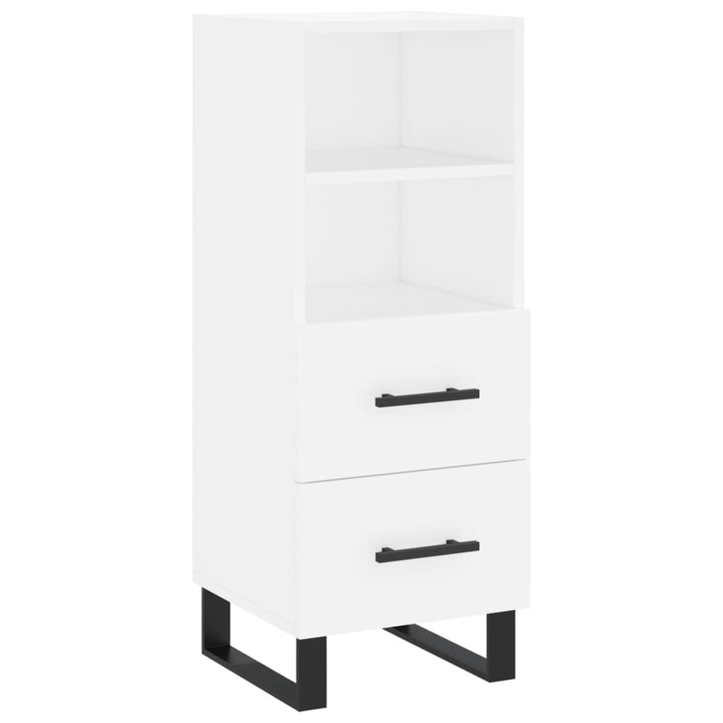 Highboard hvit 34,5x34x180 cm konstruert tre