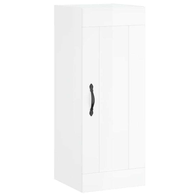 Highboard høyglans hvit 34,5x34x180 cm konstruert tre