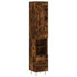 Highboard røkt eik 34,5x34x180 cm konstruert tre