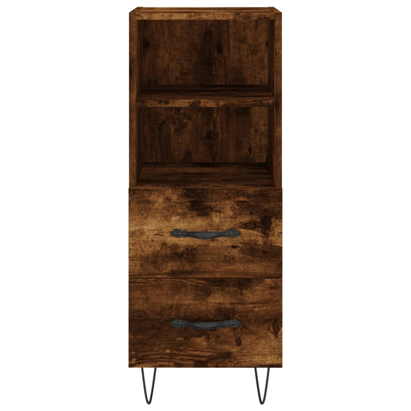 Highboard røkt eik 34,5x34x180 cm konstruert tre