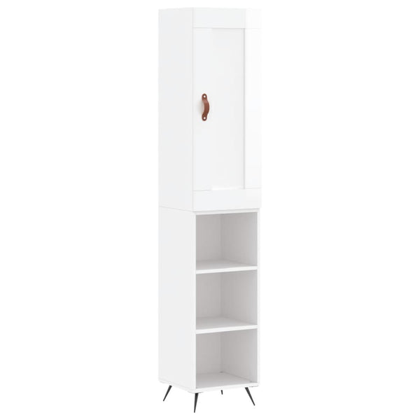 Highboard høyglans hvit 34,5x34x180 cm konstruert tre