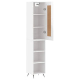 Highboard høyglans hvit 34,5x34x180 cm konstruert tre