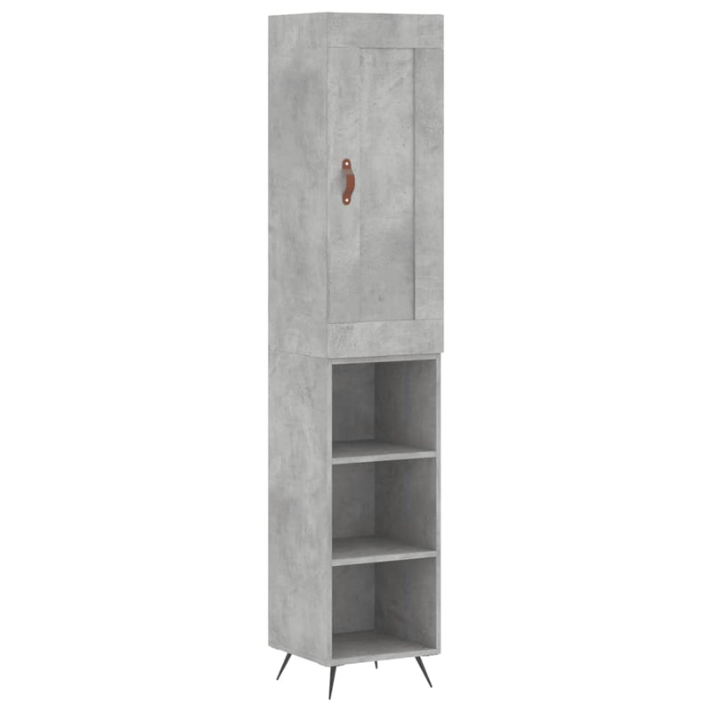 Highboard betonggrå 34,5x34x180 cm konstruert tre