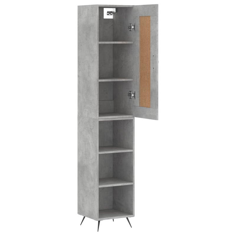 Highboard betonggrå 34,5x34x180 cm konstruert tre