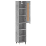 Highboard betonggrå 34,5x34x180 cm konstruert tre