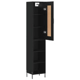 Highboard svart 34,5x34x180 cm konstruert tre