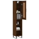 Highboard brun eik 34,5x34x180 cm konstruert tre