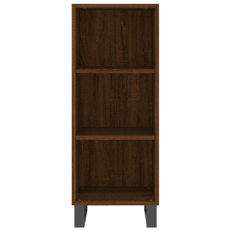 Highboard brun eik 34,5x34x180 cm konstruert tre