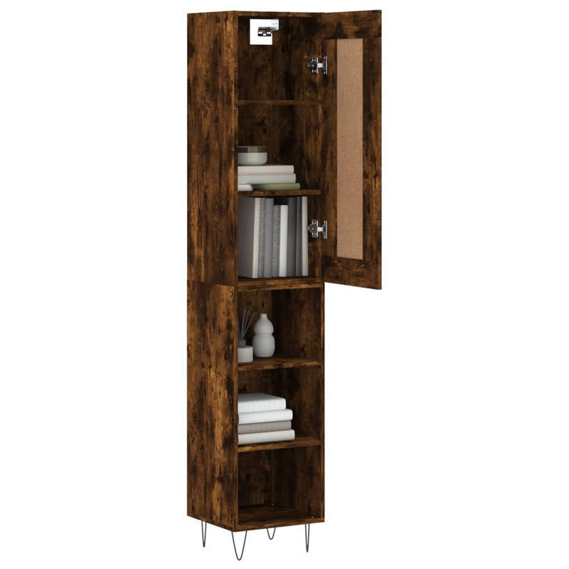 Highboard røkt eik 34,5x34x180 cm konstruert tre