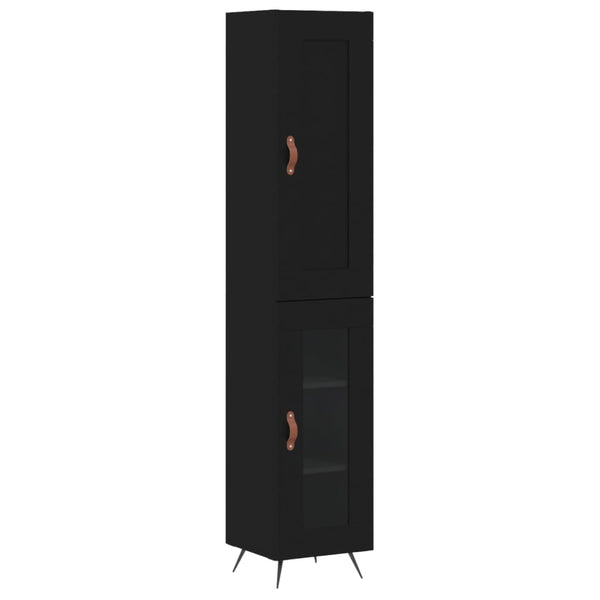 Highboard svart 34,5x34x180 cm konstruert tre