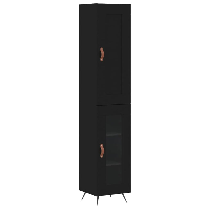 Highboard svart 34,5x34x180 cm konstruert tre