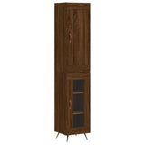 Highboard brun eik 34,5x34x180 cm konstruert tre