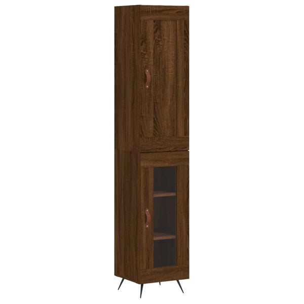 Highboard brun eik 34,5x34x180 cm konstruert tre