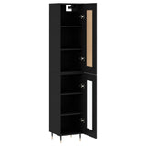 Highboard svart 34,5x34x180 cm konstruert tre