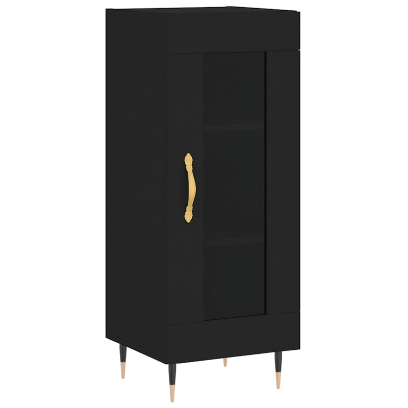 Highboard svart 34,5x34x180 cm konstruert tre