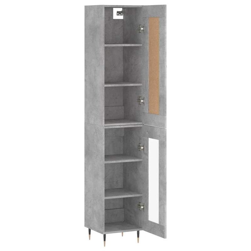 Highboard betonggrå 34,5x34x180 cm konstruert tre