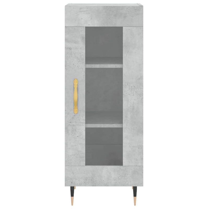 Highboard betonggrå 34,5x34x180 cm konstruert tre