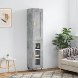 Highboard betonggrå 34,5x34x180 cm konstruert tre