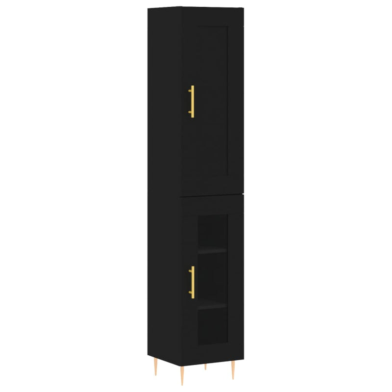 Highboard svart 34,5x34x180 cm konstruert tre