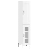 Highboard høyglans hvit 34,5x34x180 cm konstruert tre