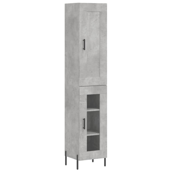 Highboard betonggrå 34,5x34x180 cm konstruert tre