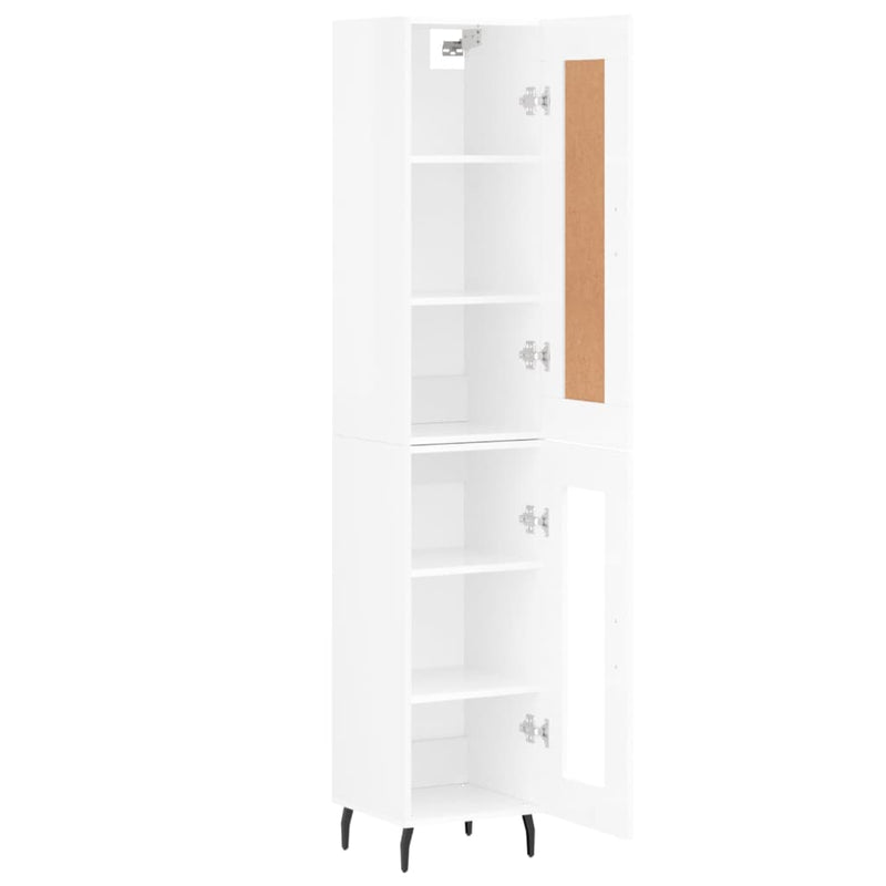 Highboard høyglans hvit 34,5x34x180 cm konstruert tre