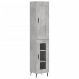 Highboard betonggrå 34,5x34x180 cm konstruert tre