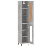 Highboard betonggrå 34,5x34x180 cm konstruert tre