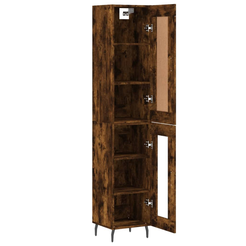 Highboard røkt eik 34,5x34x180 cm konstruert tre