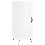 Highboard høyglans hvit 34,5x34x180 cm konstruert tre