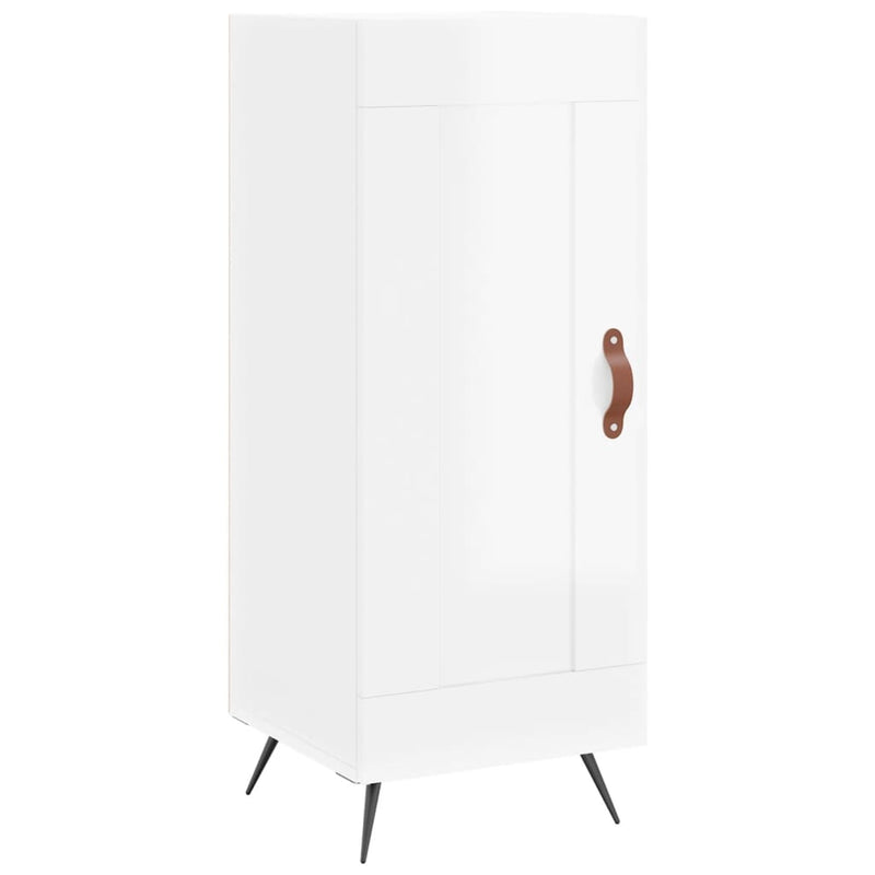 Highboard høyglans hvit 34,5x34x180 cm konstruert tre