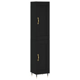 Highboard svart 34,5x34x180 cm konstruert tre