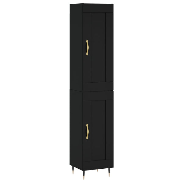 Highboard svart 34,5x34x180 cm konstruert tre