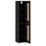 Highboard svart 34,5x34x180 cm konstruert tre