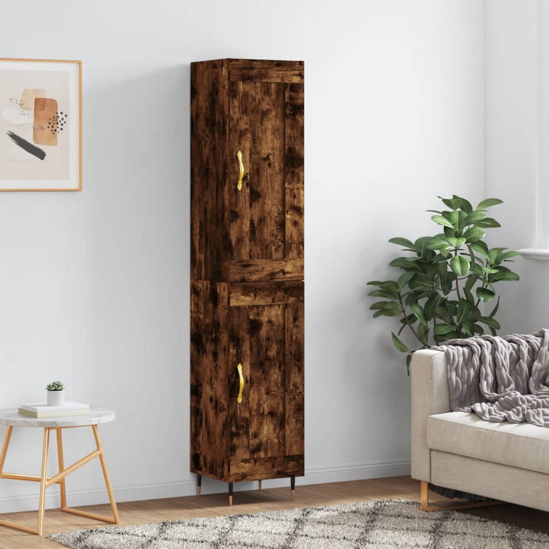 Highboard røkt eik 34,5x34x180 cm konstruert tre