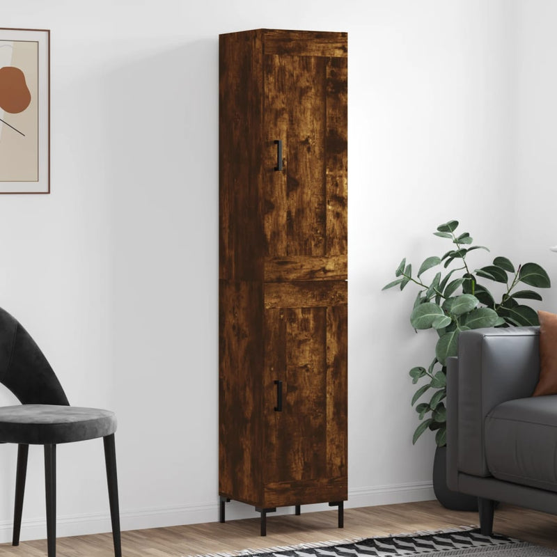 Highboard røkt eik 34,5x34x180 cm konstruert tre