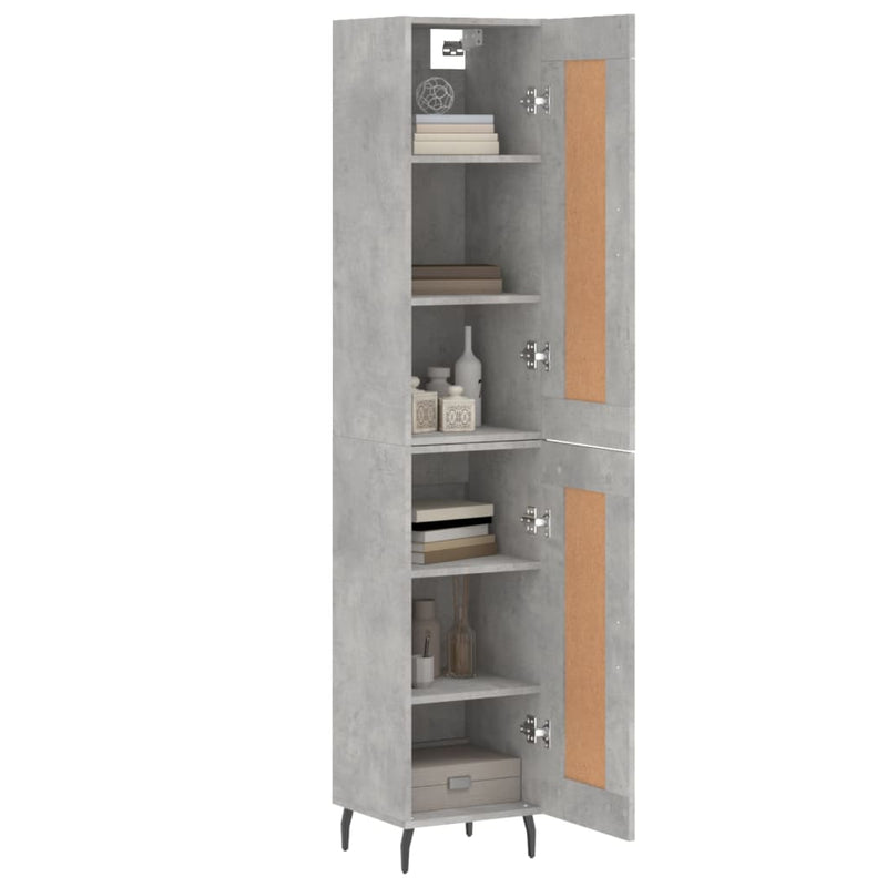 Highboard betonggrå 34,5x34x180 cm konstruert tre