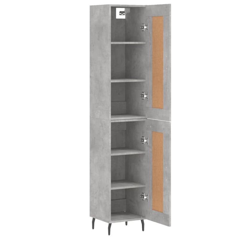 Highboard betonggrå 34,5x34x180 cm konstruert tre