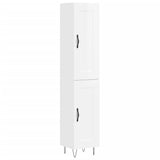 Highboard høyglans hvit 34,5x34x180 cm konstruert tre