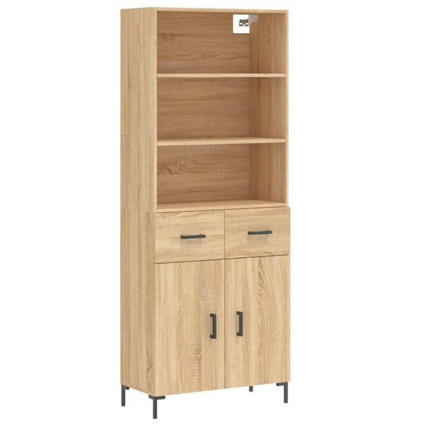 Highboard sonoma eik 69,5x34x180 cm konstruert tre