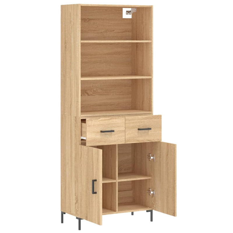 Highboard sonoma eik 69,5x34x180 cm konstruert tre