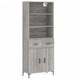 Highboard grå sonoma 69,5x34x180 cm konstruert tre