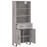 Highboard grå sonoma 69,5x34x180 cm konstruert tre