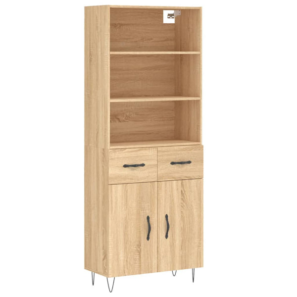 Highboard sonoma eik 69,5x34x180 cm konstruert tre