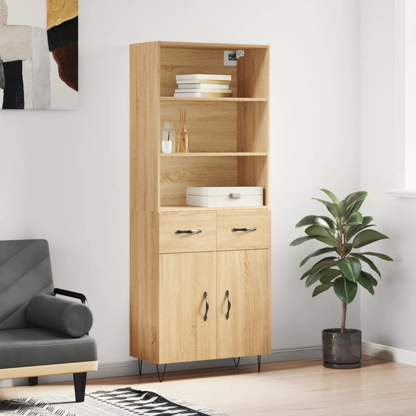 Highboard sonoma eik 69,5x34x180 cm konstruert tre